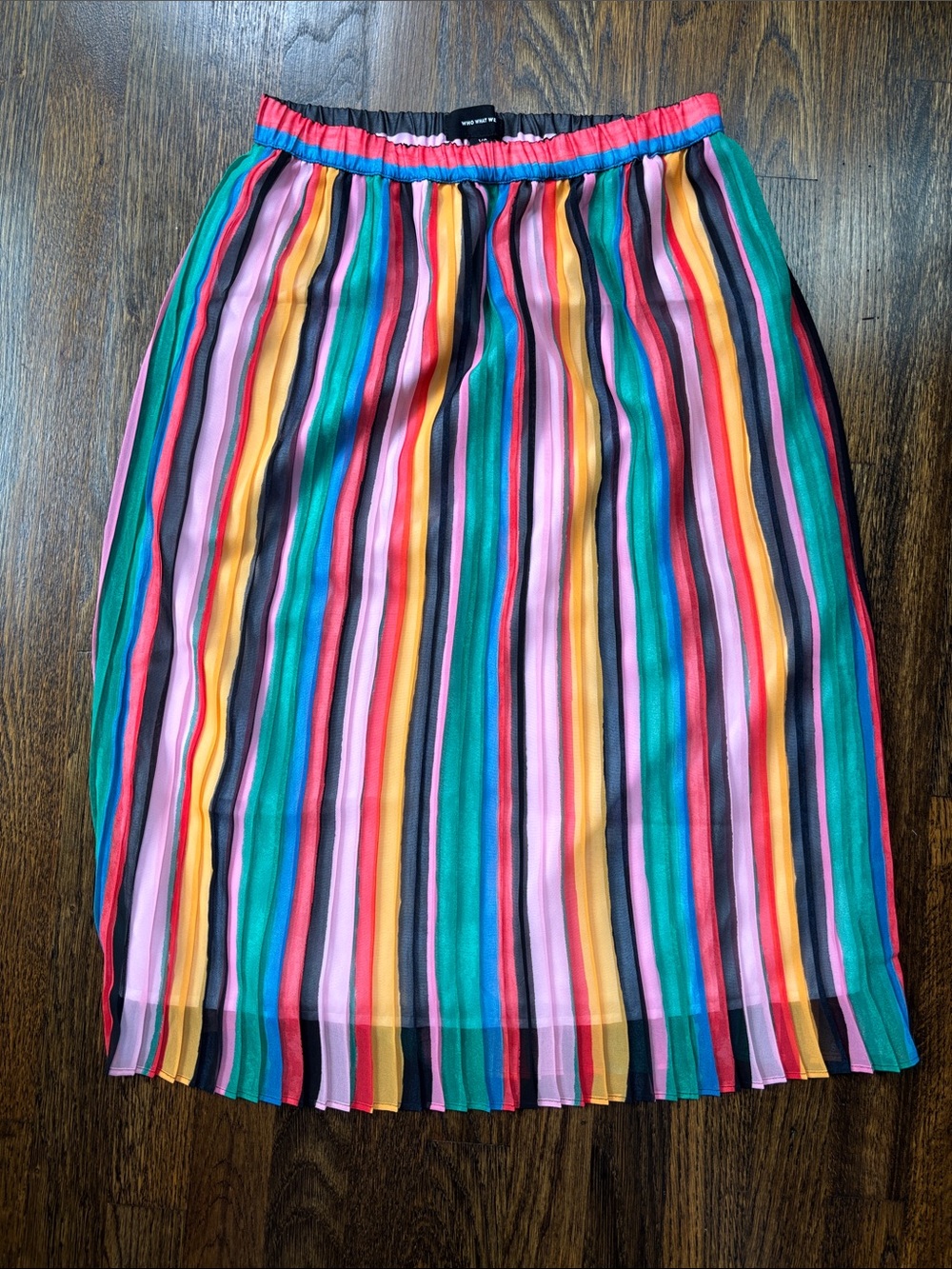 Striped Multi-Color Pleated Midi Skirt - sz xs who what wear